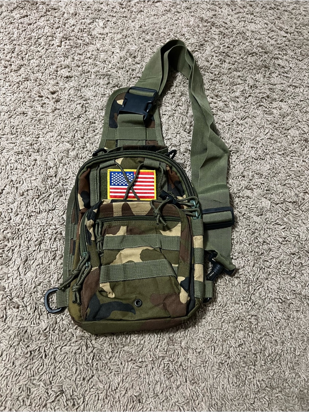 Tactical Camo Crossbody Sling Bag - Olive Green